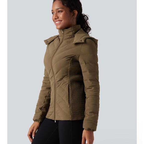 Halara Jackets & Blazers - New Halara PuffFlex Removable Hood Shirred Casual Padded Jacket with Pockets